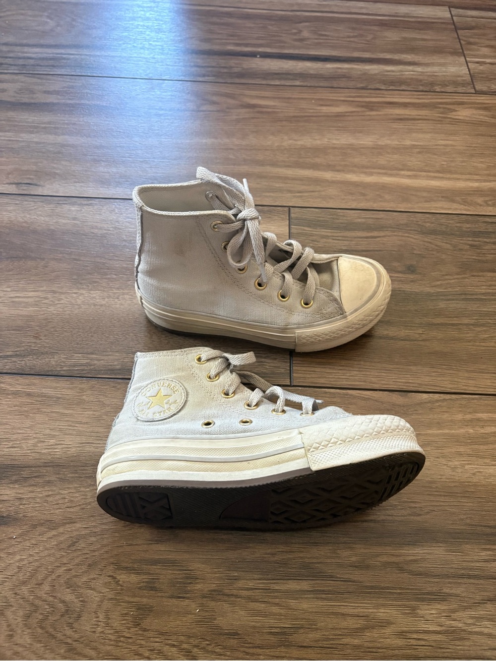 Converse Kids High-Top Canvas Sneakers in Off-White
